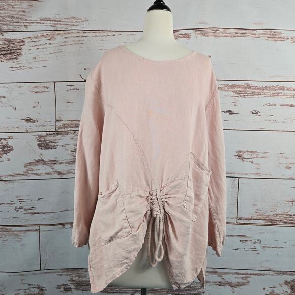 Saga Italy 100% Linen Top Pink Size Large - Picture 1 of 7